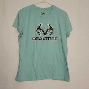 568. Realtree Short Sleeve T-Shirt Turquoise Sz L